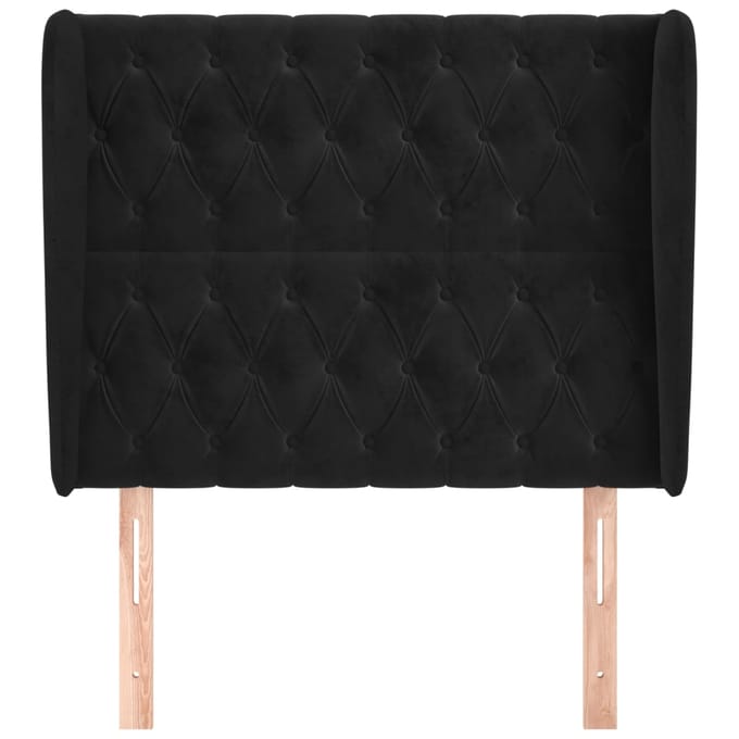 vidaXL - Hoofdbord - met - randen - 103x23x118/128 - cm - fluweel - zwart