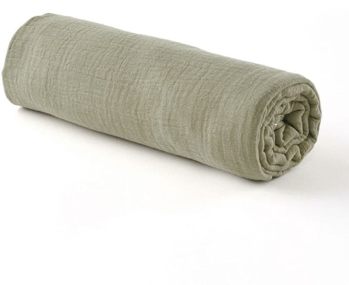 Cocoeko - Baby hoeslaken katoen gaas SAGE GREEN