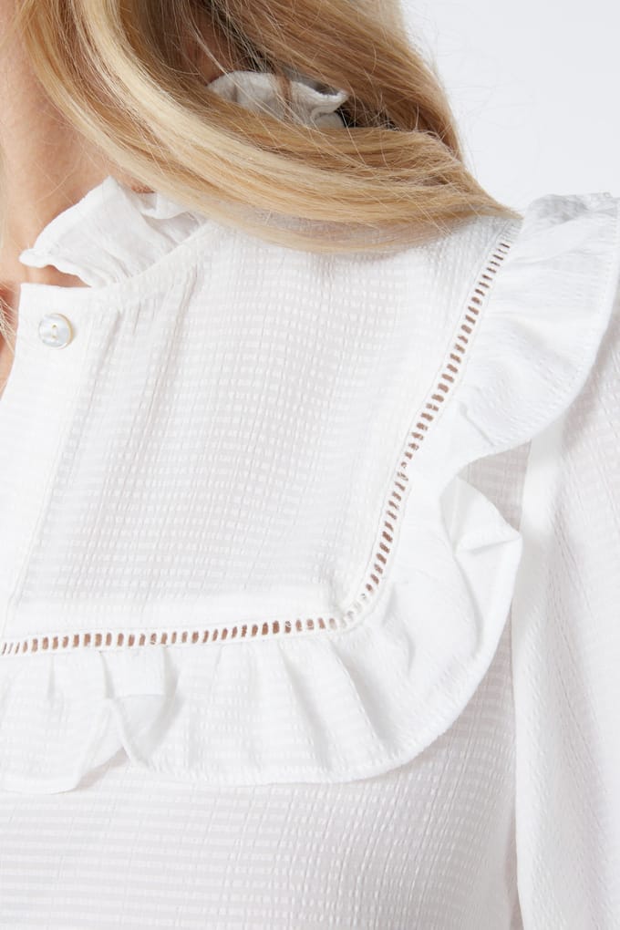 EsQualo Blouse Ruffles Structured Fabric Off White Taglia: 42 | Magliette intime Outlet | Donna | Bianco