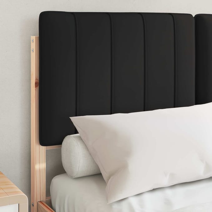 vidaXL - Bedframe - met - Gevoerde - Hoofdbord - Zwart - 120 - x - 190 - cm