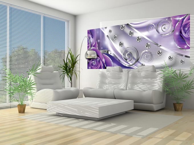 Purple Floral Diamond Abstract Modern Photo Wallcovering