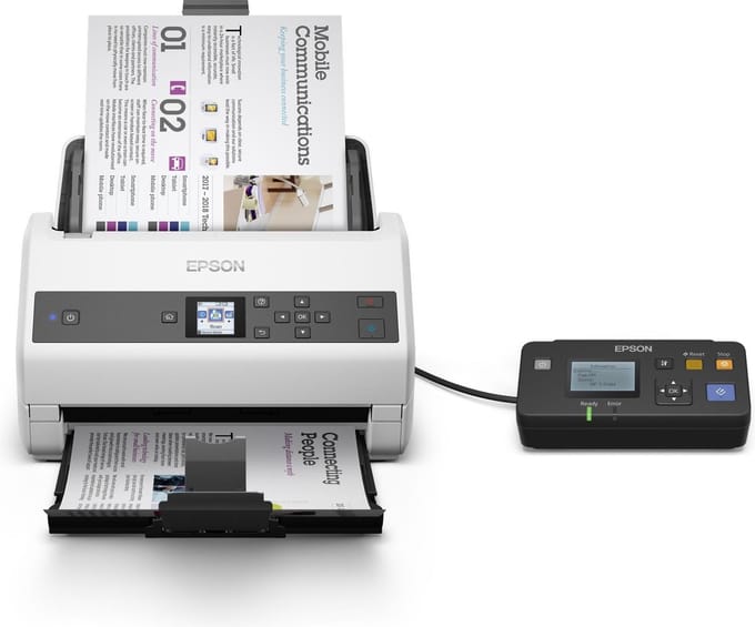 Epson WorkForce DS-970 scanner met velinvoer 600 x 600 dpi A4 grijs, wit