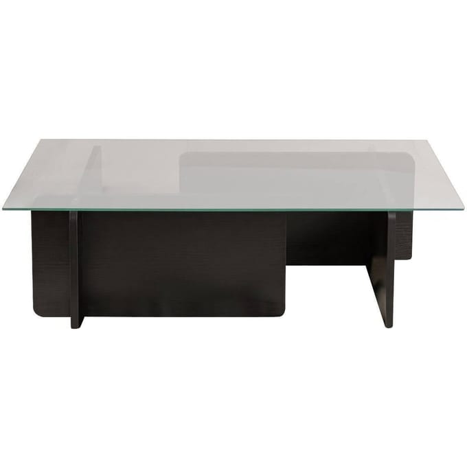 Glazen salontafel "Flavio" 105 x 65 x 30 cm - Zwart hout