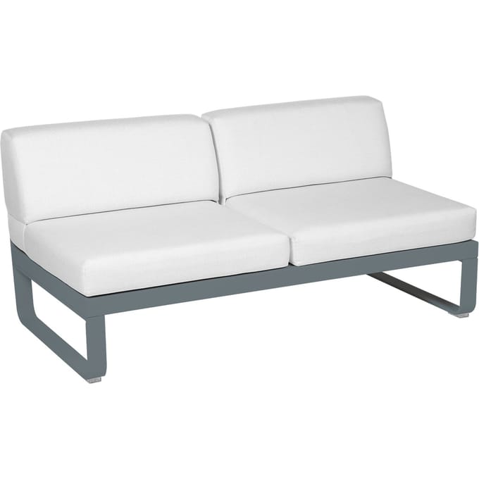 Fermob BELLEVIE 2-zits middenmodule - 26 stormgrijs mat - 81 witgrijs