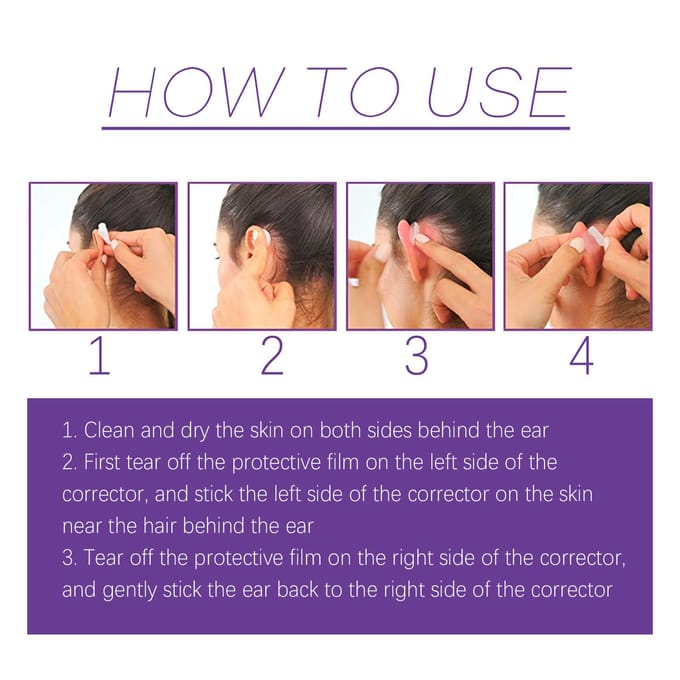 EELHOE – autocollants d'oreille, Support d'oreille pour petites oreilles, autocollants d'oreille étanches, boîte de 6 pièces blanc