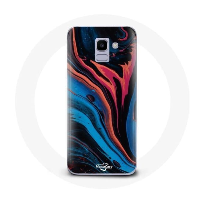 Coque pour Samsung Galaxy A6 2018 Texture abstraite bleu noir rouge
