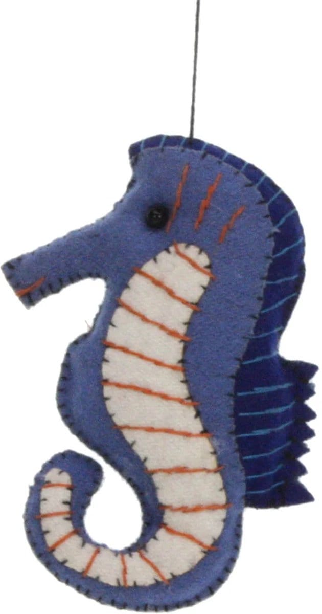 Zeepaardje blauw, vilt 9x3x12,5cm