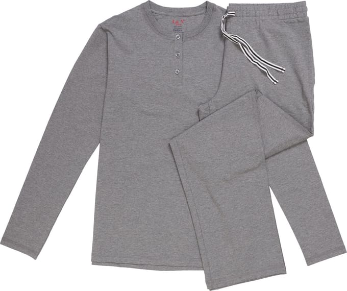 La-V pyjamaset met henleykraag voor heren Donkergrijs S