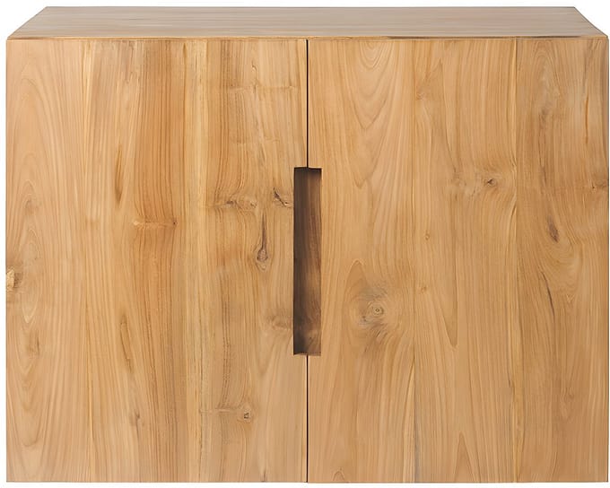 Vente-unique Zwevende wastafel in licht teakhout - 80 cm - SAWAN