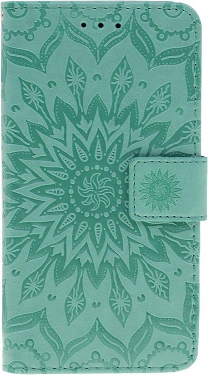 Shop4 - Geschikt voor Nokia 1 Plus Hoesje - Wallet Case Zonnebloem Mint Groen