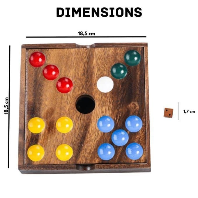 Edelstenen Spel – Walnoothout – 18,3 x 18,3 x 4 cm – Inclusief 60 Edelstenen – Strategisch Bordspel – Engelhart