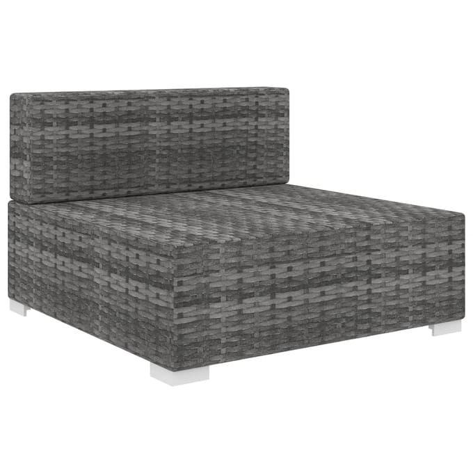 vidaXL - Tuinstoel - met - kussen - middensectie - poly - rattan - grijs
