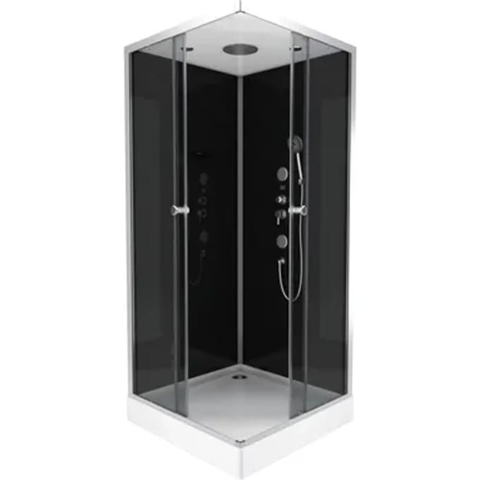 Aurlane Douchecabine Black 2 - Vierkant - 90x90x230cm - Zilver
