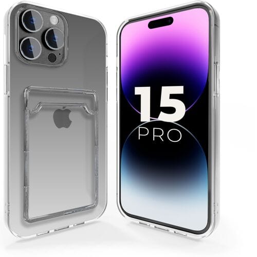 ShieldCase telefoonhoesje geschikt voor Apple iPhone 15 Pro TPU hoesje met pasjeshouder - transparant