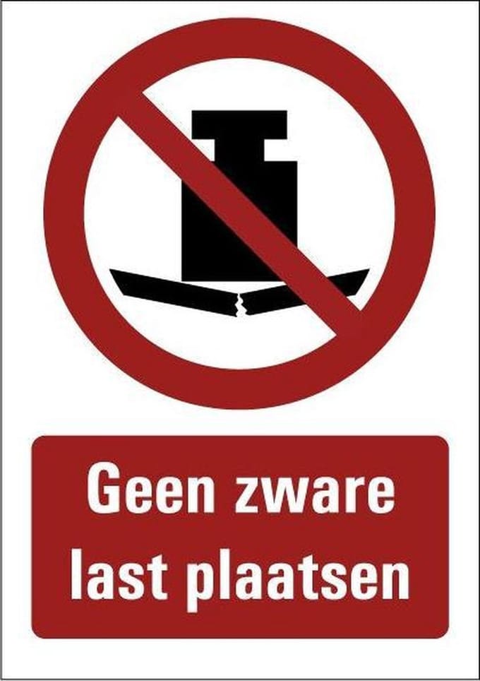 Geen zware last plaatsen tekststicker 210 x 148 mm (A5)