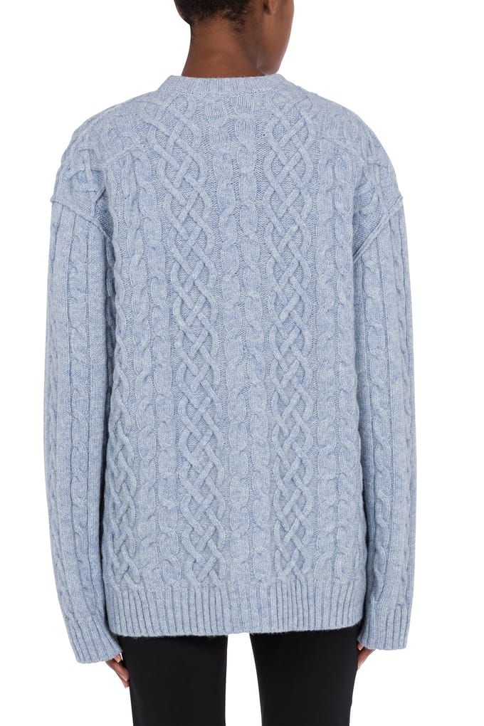 Moschino Golden M Shetland Oversized Pullover Blue Maat: 38 | Sweaters Outlet | Dames | Blauw