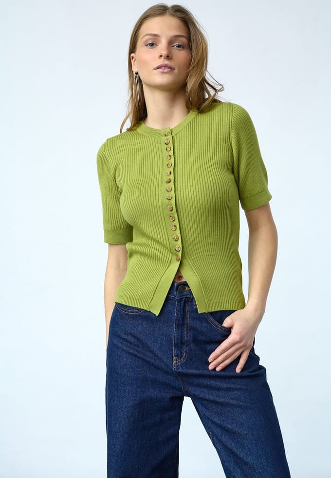 SISTERS POINT Halia-New.SS - Dames Trui - Lime Green - Maat L