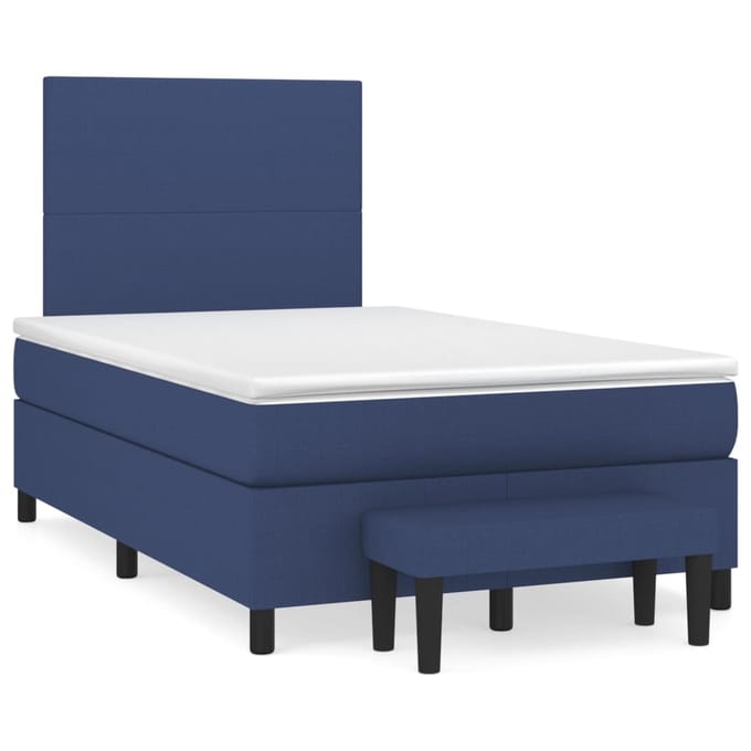 vidaXL - Boxspring - met - matras - stof - blauw - 120x200 - cm