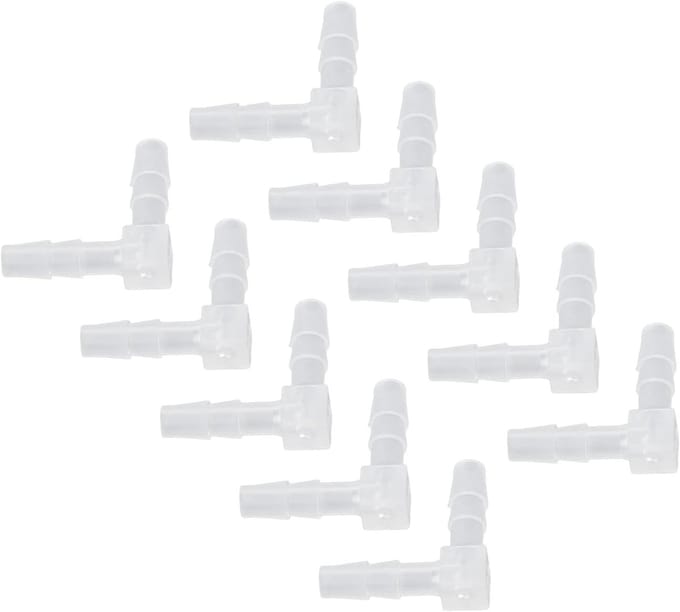 90 Graden L Aansluiting Adapter met Barbed Wire - 10 Stuks Plastic Fitting voor Slangen (4mm)