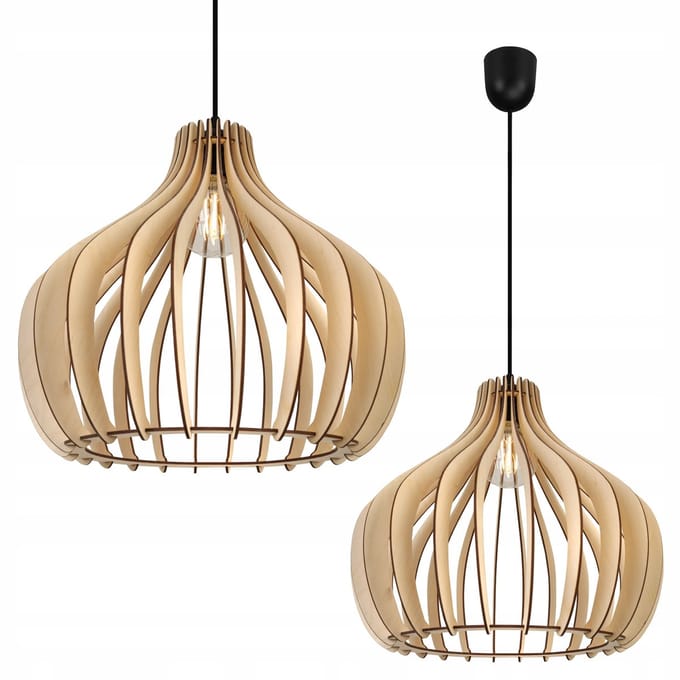Houten Hanglamp TIMBER - Modern Boho Design, Zwart