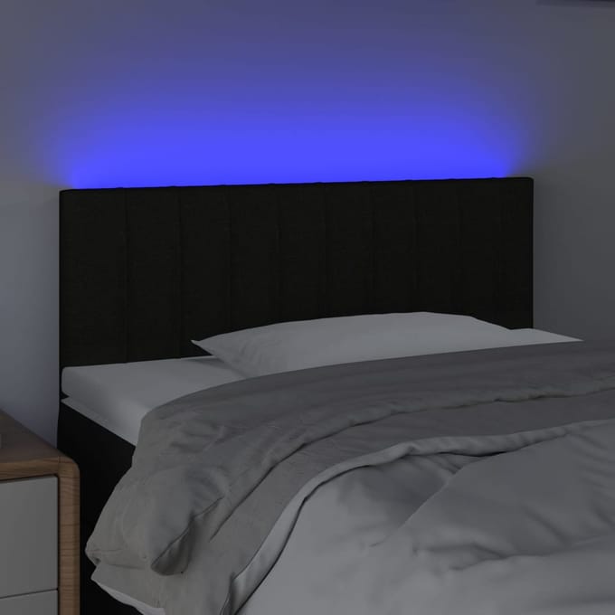 vidaXL - Hoofdbord - LED - 100x5x78/88 - cm - stof - zwart