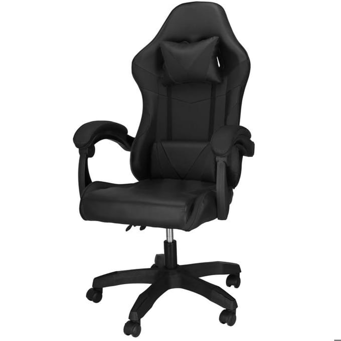 Gaming Fauteuil - SPRINGOS - Ergonomisch - In Hoogte Verstelbaar - Met Hoofdsteun en Voetensteun zwart