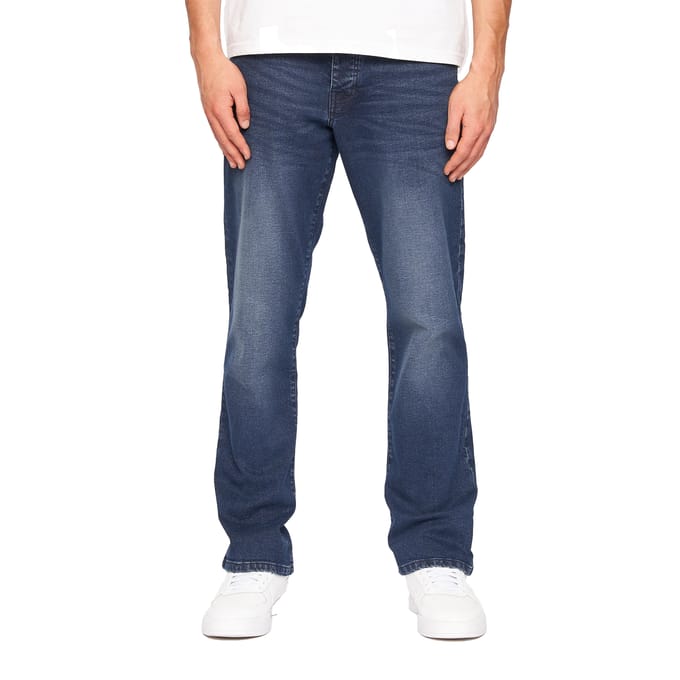 Crosshatch Heren Denim Jeans met print (Donkere wasbeurt)
