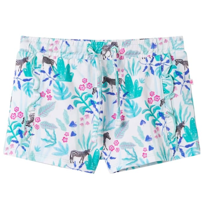 vidaXL Kindershorts met trekkoord 128 ecru en donkermint