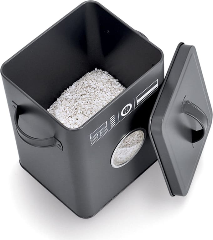 Zeller Wasmiddel/tablet bewaarblik - metaal - antraciet - deksel met handvat - 18 x 15 x 23 cm