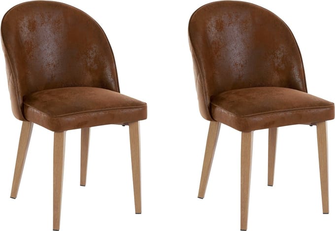 Paola-Eetkamerstoel - 2 Pack - Bruin Microvezel