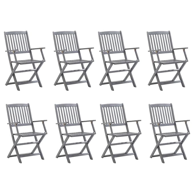vidaXL - Inklapbare - stoelen - 8 - st - met - kussens - massief - acaciahout