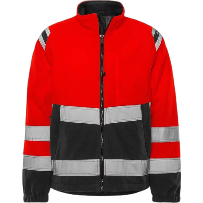 Fristads Hi Vis Fleecejack Winddicht Klasse 3 4041 Fe - Hi-Vis rood/zwart - S