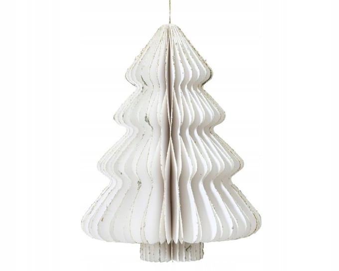Witte Papieren Kerstboom Decoratie Tafelblad 40 cm