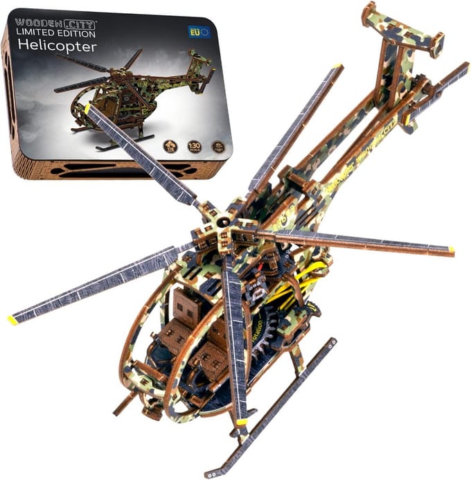 Houten Mechanische Model Helicopter 3D-Puzzel voor Volwassenen