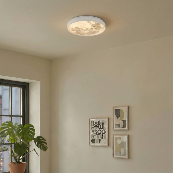 Lindby plafondlamp Lune, kunststof, metaal, 38 cm
