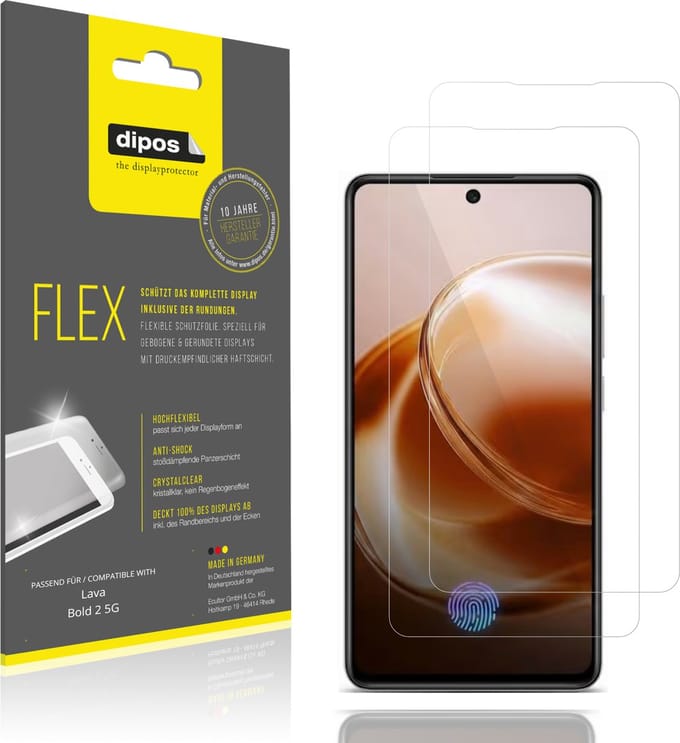 dipos – 2x Beschermfolie geschikt voor Lava Bold 2 5G | 3D Full Cover Screenprotector | 100% Passend