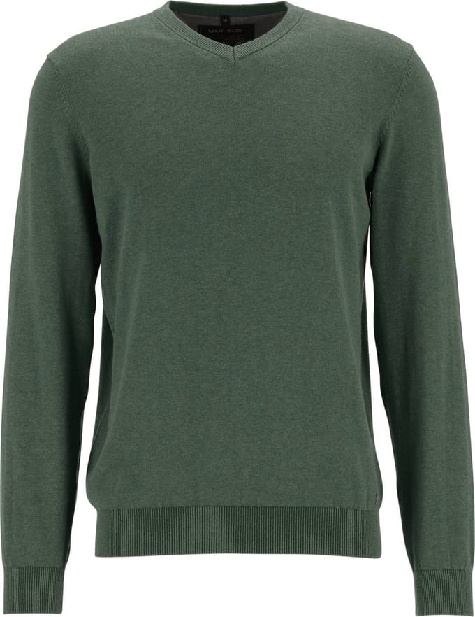 MARVELIS modern fit trui katoen - V-hals - donkergroen