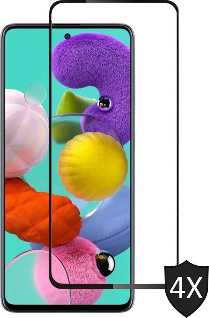 Screenprotector geschikt voor Samsung A51 - 4x Full Glas PET Folie