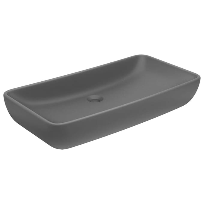 vidaXL - Wastafel - rechthoekig - 71x38 - cm - keramiek - mat - donkergrijs