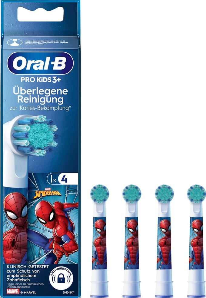 Oral-B PRO - Spiderman - Opzetborstels - vanaf 3 jaar - 4 stuks