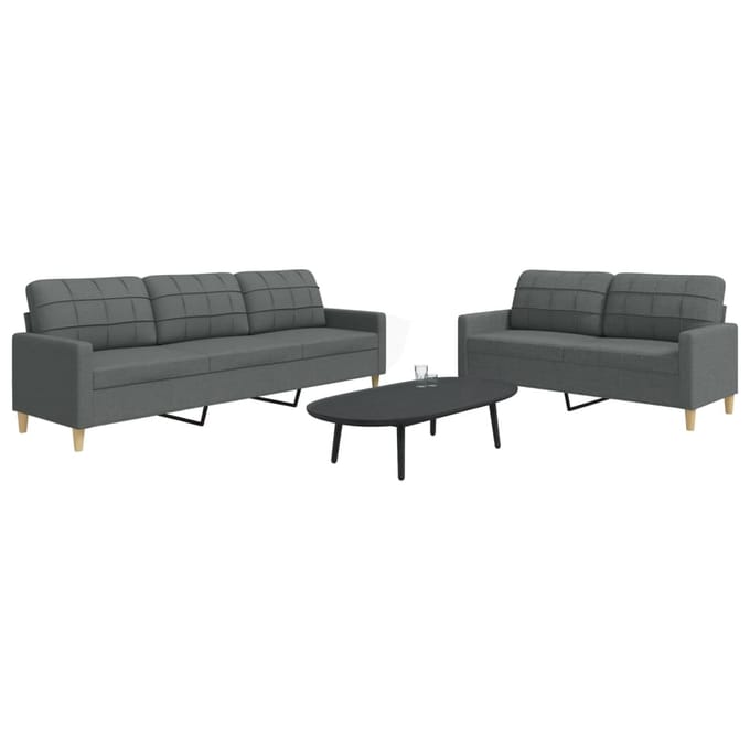 vidaXL - 2-delige - Loungeset - stof - donkergrijs