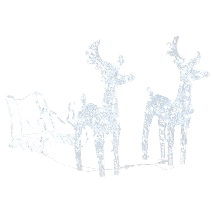 vidaXL - Kerstversiering - rendieren - en - slee - 160 - LED's - 130 - cm - acryl