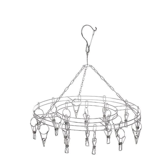Roestvrijstalen Sokkenrek Met Dik Multi-clip Sokkendroogrek Ronde Kledinghanger Multifunctioneel Drying Racks&Drying Racks&Drying Racks white