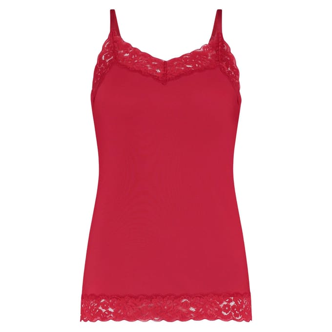Ten Cate Secrets spaghetti top met kant rood voor Dames | Maat S