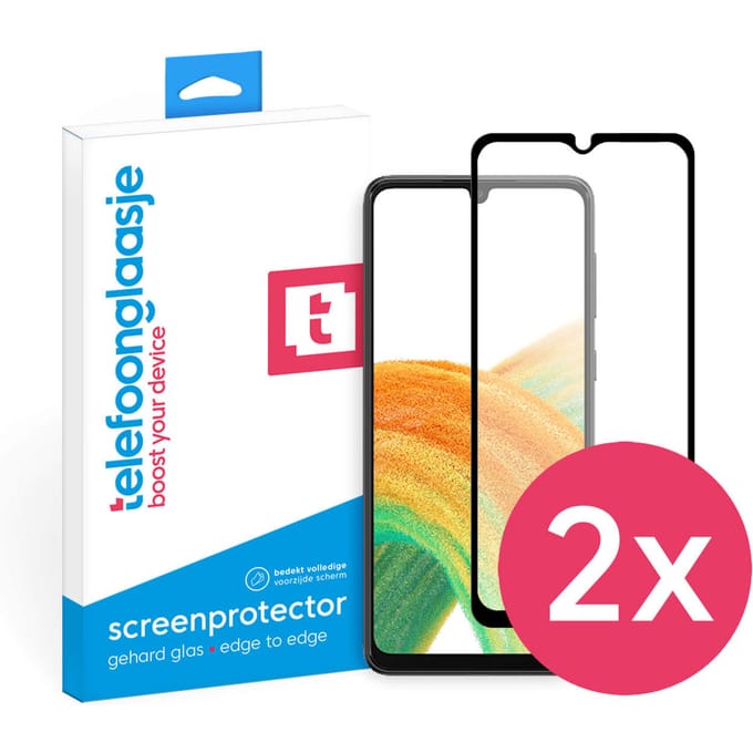 DuoPack: Samsung Galaxy A33 screenprotector gehard glas Edge to Edge