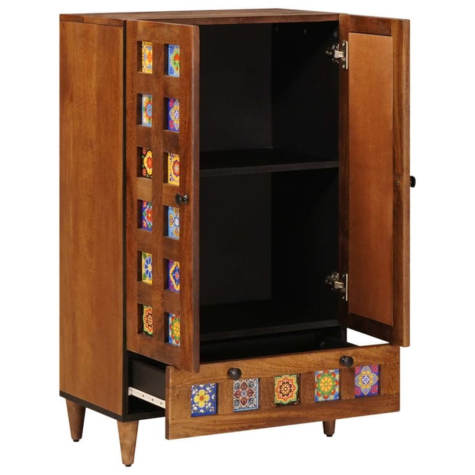 vidaXL - Highboard - Walnotenhout - 60 - x - 33,5 - x - 100 - cm - Massief - Mango - Hout