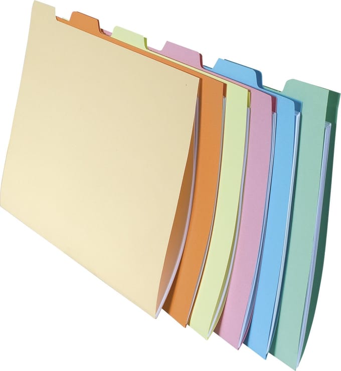 Exacompta SUPER 250 -Pak van 10x6 dossiermappen met tabs voor lade- 24x32cm - Geassorteerd - 337000E