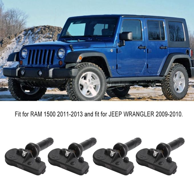 4 stuks Bandenspanningssensor Geschikt voor DODGE, JEEP, RAM 56029481AB black