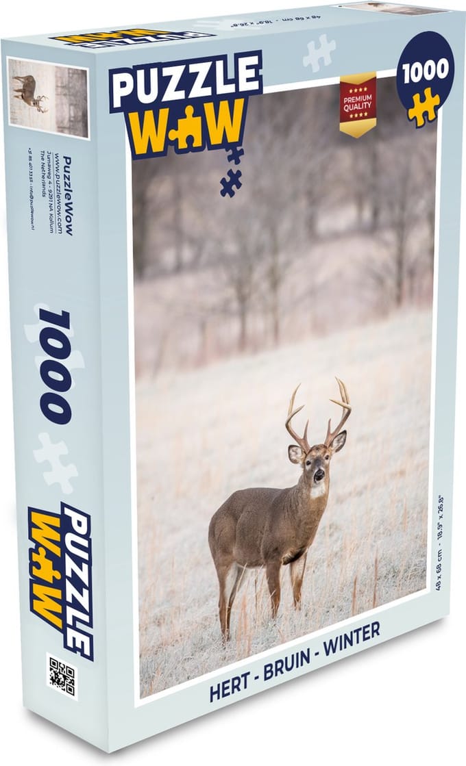 Puzzel Hert - Bruin - Winter - Legpuzzel - Puzzel 1000 stukjes volwassenen
