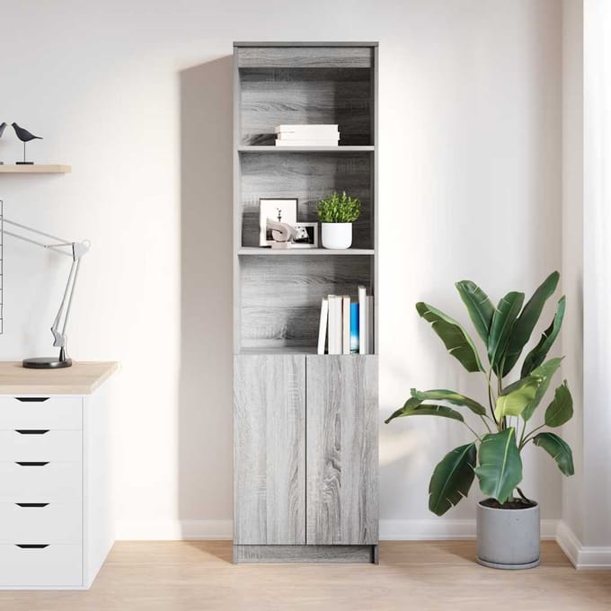 vidaXL - Highboard - 50x35x180 - cm - spaanplaat - grijs - Sonoma